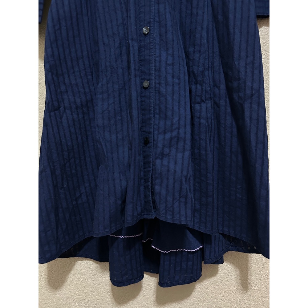 Anthropologie Size 2 Navy Blue Western Equestrian Cotton Shirt Dress Puffed Boho - Picture 11 of 14